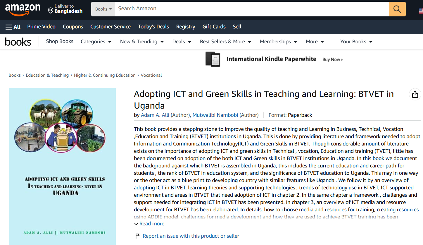 Adopting ICT and Green Skills in Teaching and Learning, listed on Amazon